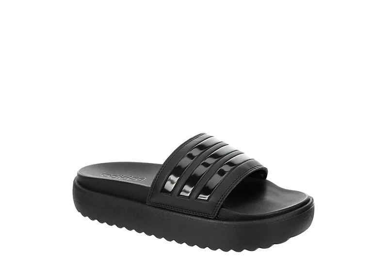 Adidas Womens Adilette Platform Slide Sandal - Black 1 Adidas Womens Adilette Platform Slide Sandal - Black