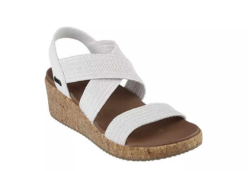 Skechers Womens Beverlee Love Stays Wedge Sandal - White 1 Skechers Womens Beverlee Love Stays Wedge Sandal - White