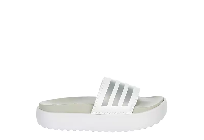 Adidas Womens Adilette Platform Slide Sandal - White 2 Adidas Womens Adilette Platform Slide Sandal - White - Image 2