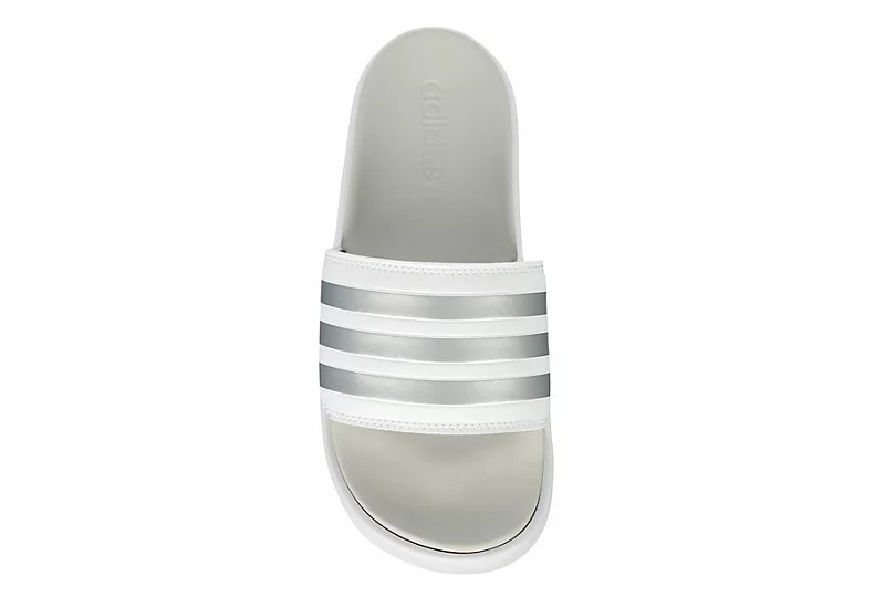 Adidas Womens Adilette Platform Slide Sandal - White 6 Adidas Womens Adilette Platform Slide Sandal - White - Image 6