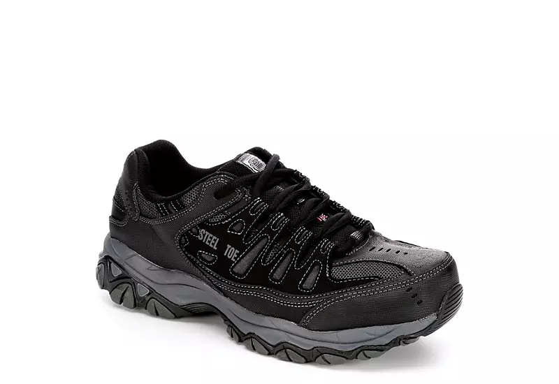 Skechers Mens 77055 Steel Toe Work Shoe - Black 1 Skechers Mens 77055 Steel Toe Work Shoe - Black