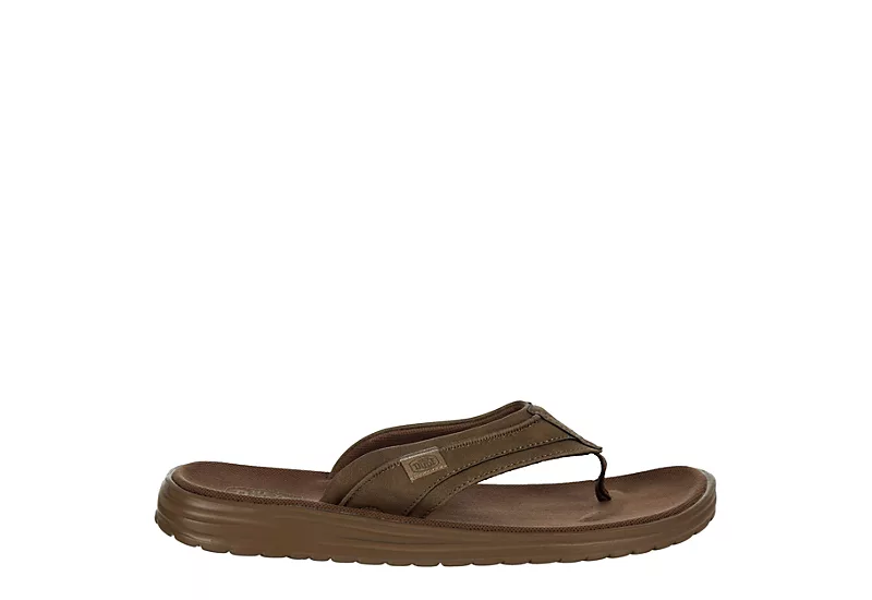 Heydude Mens Sami Flip Flop Sandal - Brown 2 Heydude Mens Sami Flip Flop Sandal - Brown - Image 2