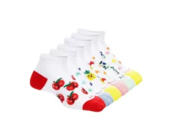 Ladeda Girls Animal Fruit Days Of The Week No Show Socks 6 Pair - White